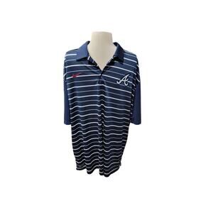 Nike Dri-FIT Atlanta Braves MLB Polo Shirt XXL Navy Striped Performance Golf